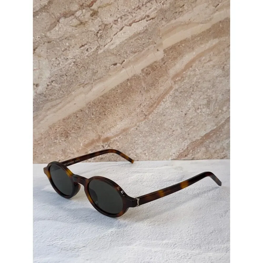 Saint Laurent SL M161 Oval Sunglasses in Havana Brown $495